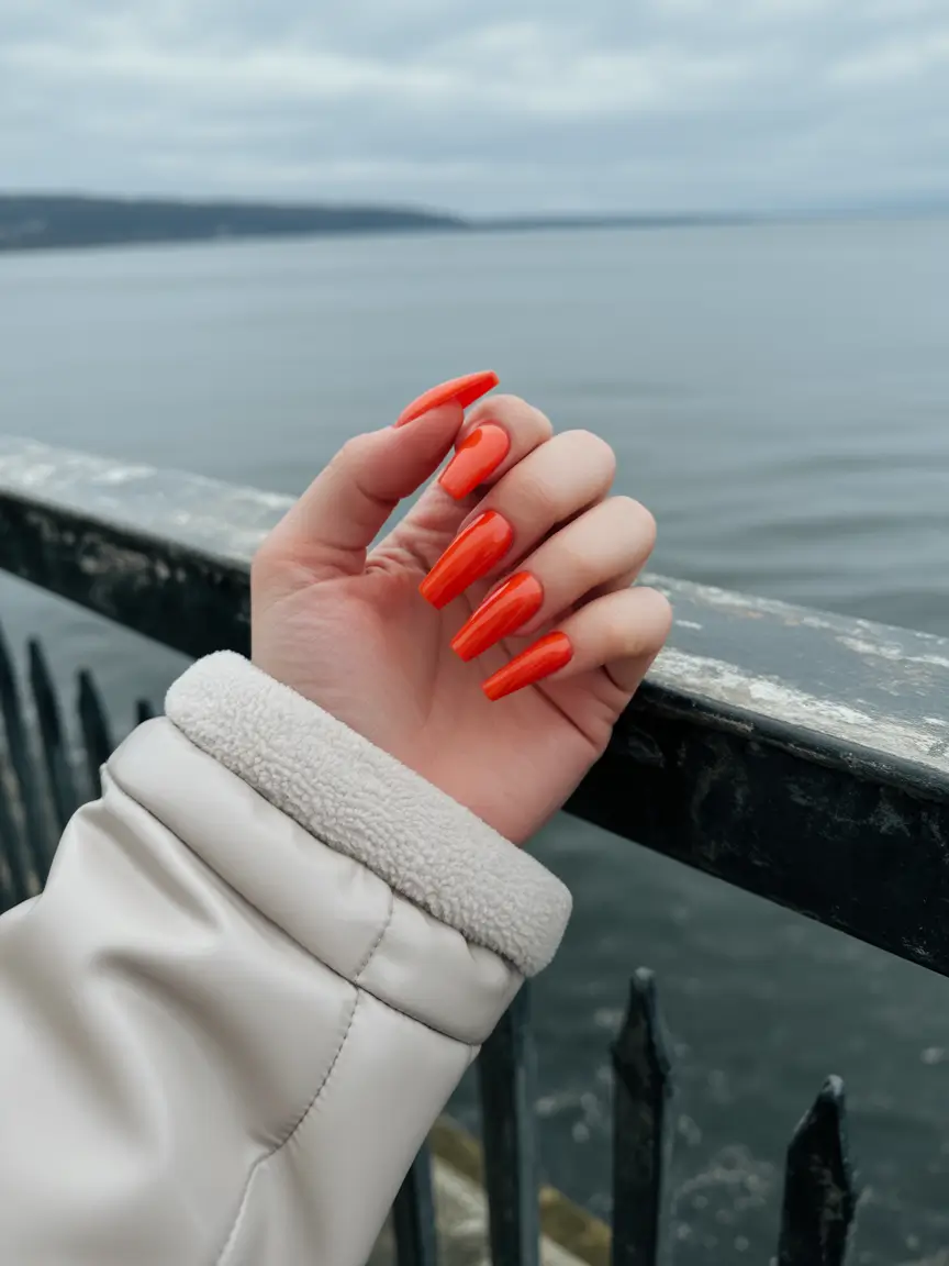 Fall ballerina nails 2025 High-Gloss Pumpkin Spice Punch