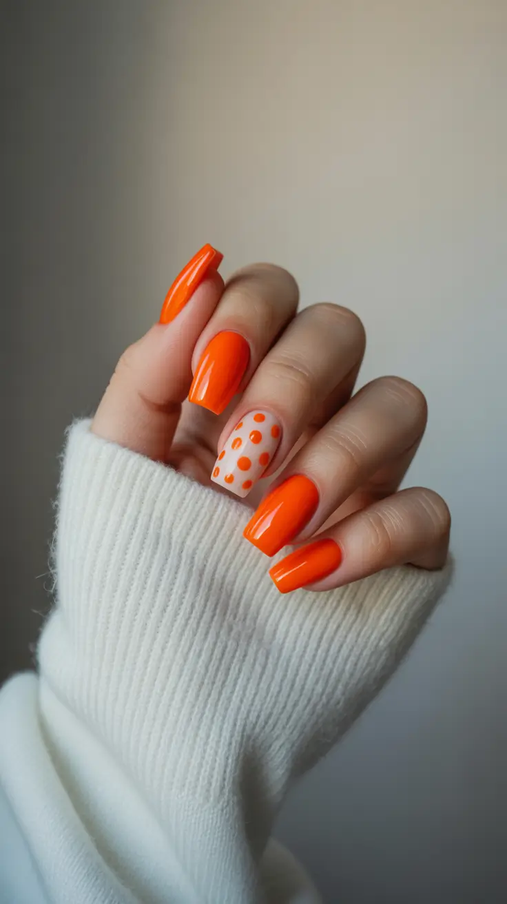 Fall Ballerina Nails 2025 - Pumpkin Pop Dots for Cozy Days