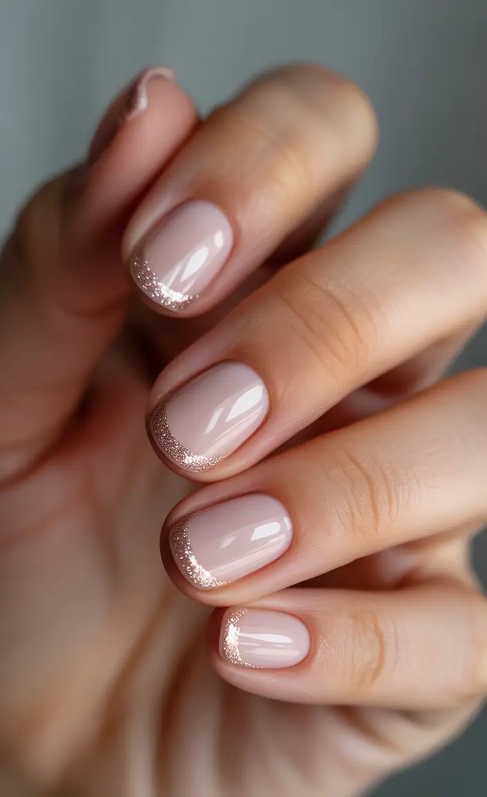 Fall French tip nails 2025 Rose Gold Whisper for Short Nails