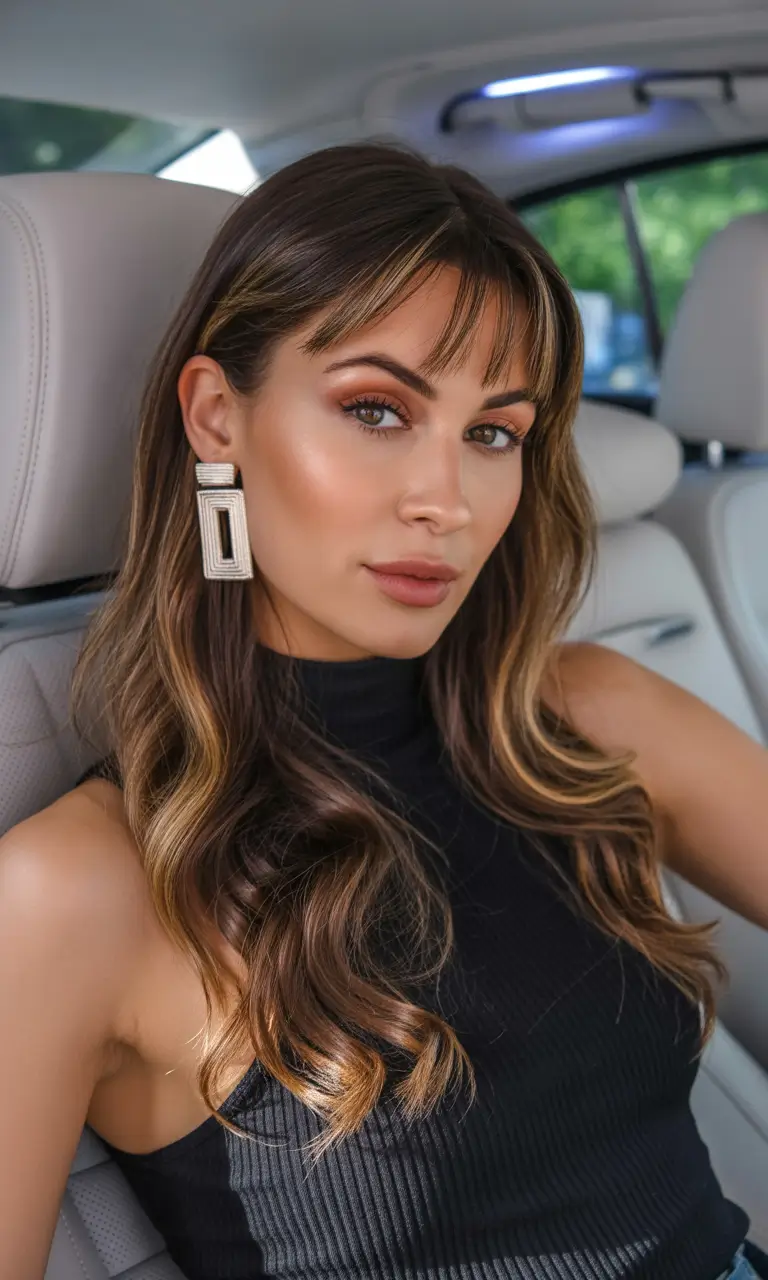 Fall brunette hair color 2025 Soft Flicks and Golden Honey Waves