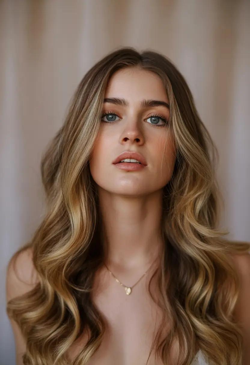 Fall brunette hair color Golden Balayage Money Piece with Caramel Contour
