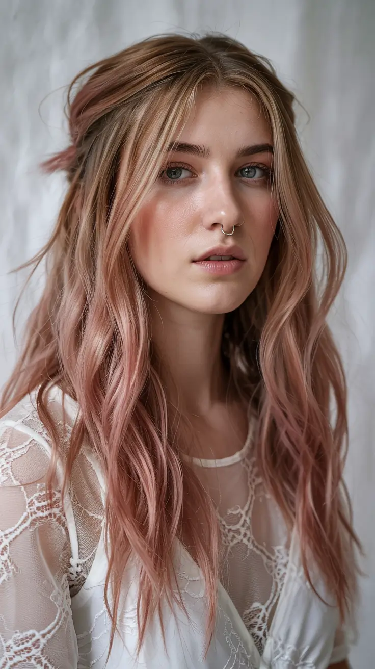 Fall Hair Colors for Cool Skin Tones Dusty Rose Balayage with Natural Roots