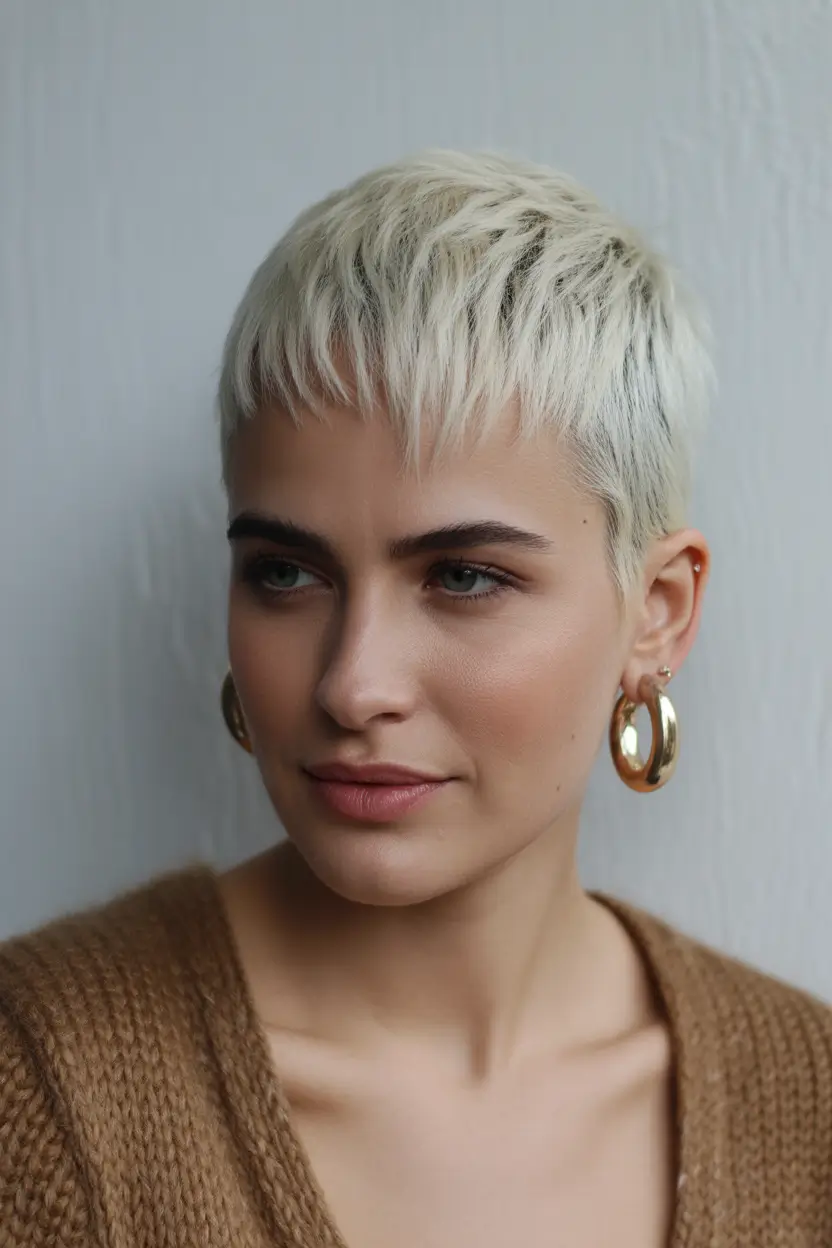 Fall pixie haircut+Choppy Ivory Fringe