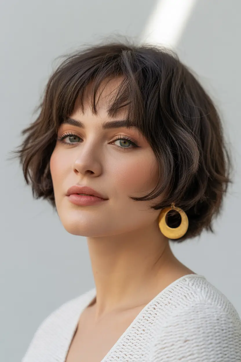 Fall round face haircut+Effortless Parisian Bob