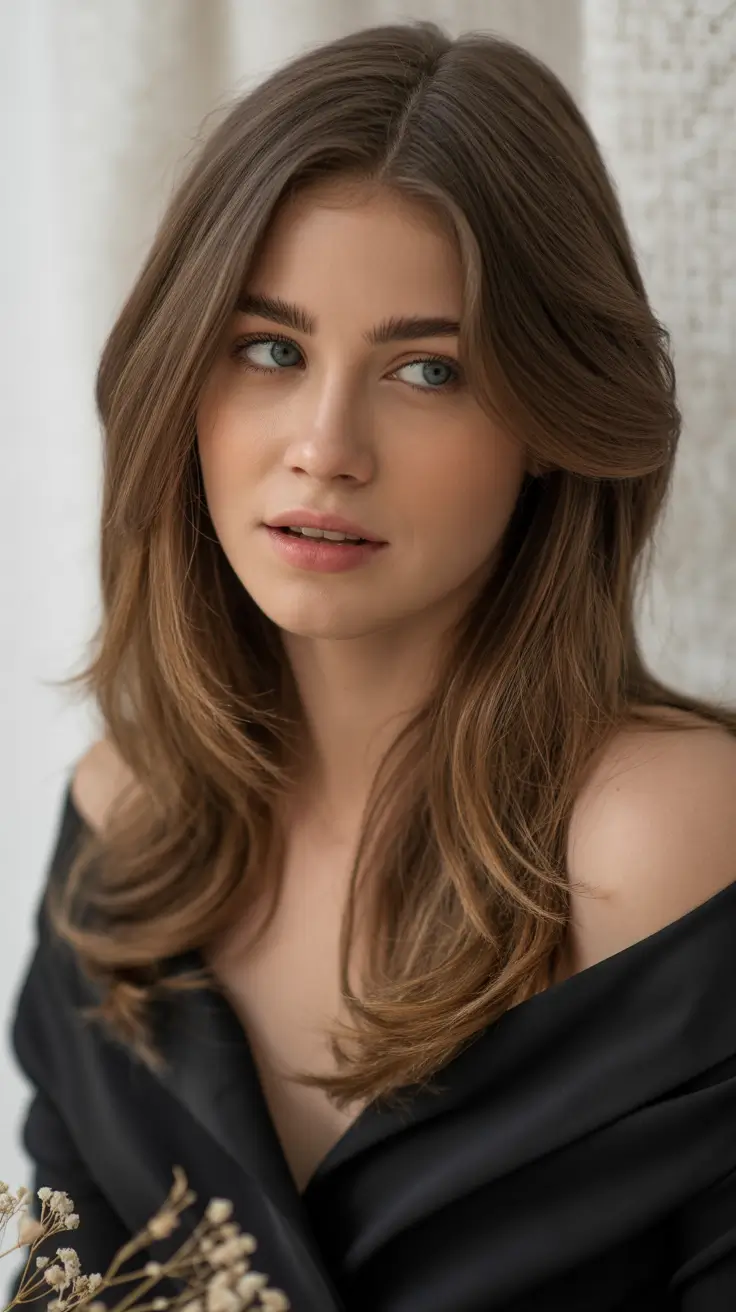 Fall round face haircut+Soft Volume Layers with Curtain Bangs