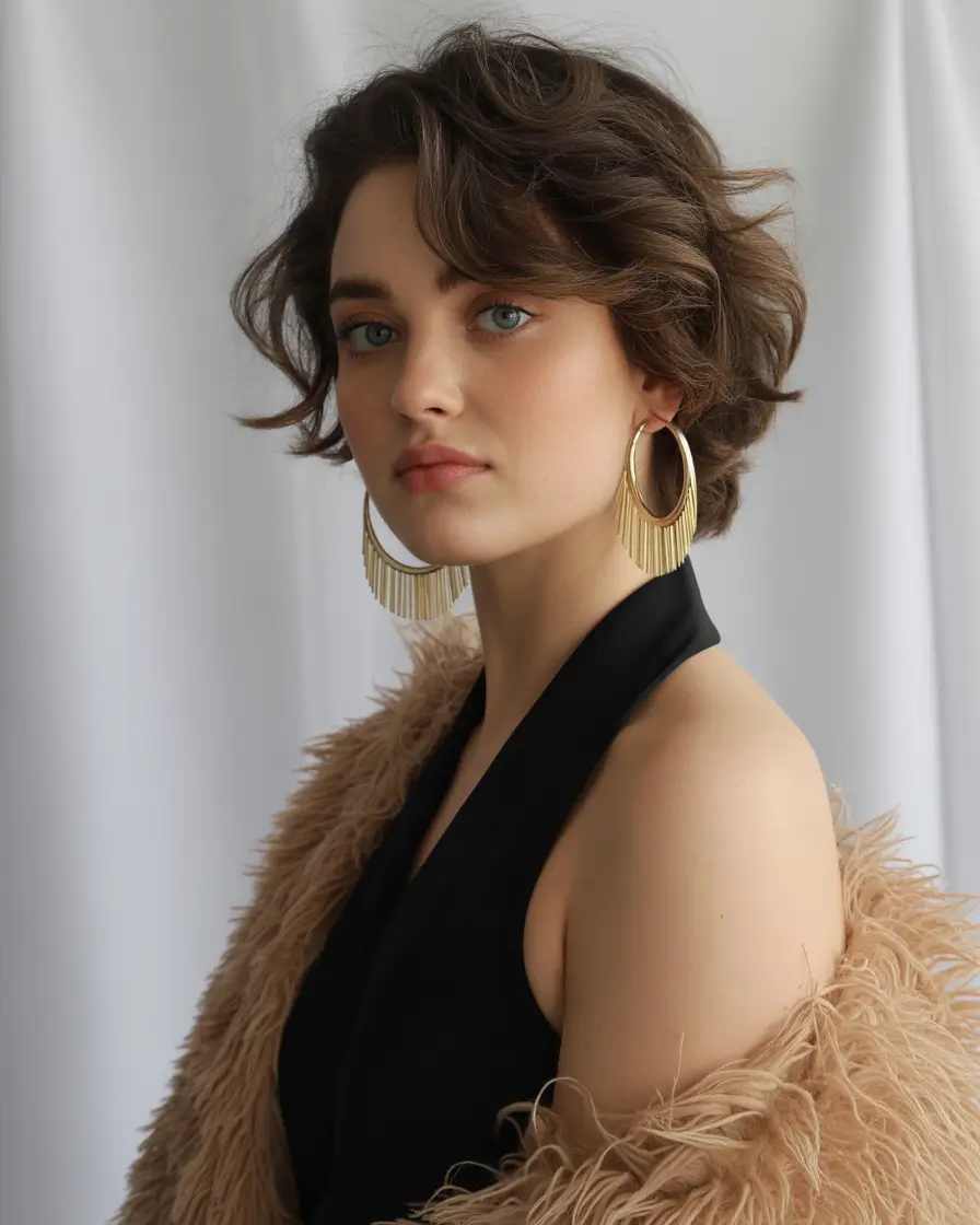 Fall round face haircut+Effortless Chic with a Tousled Pixie