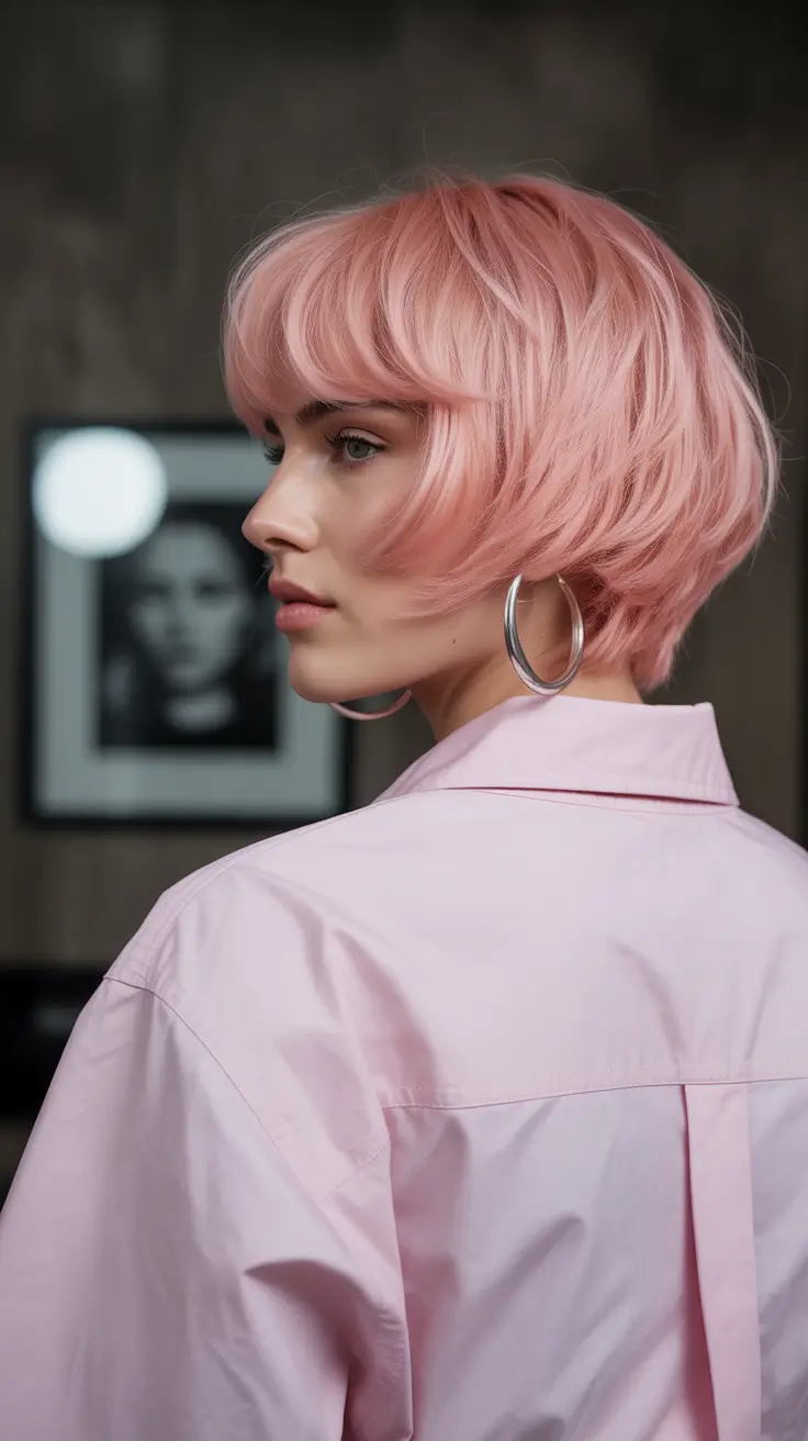 Fall round face haircut+Cotton Candy Bob With Playful Volume