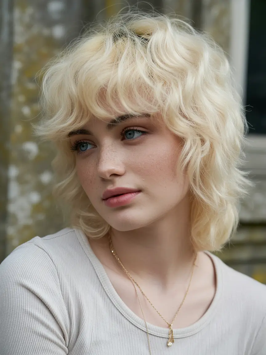 Fall round face haircut+Modern Shag With Soft Blonde Movement
