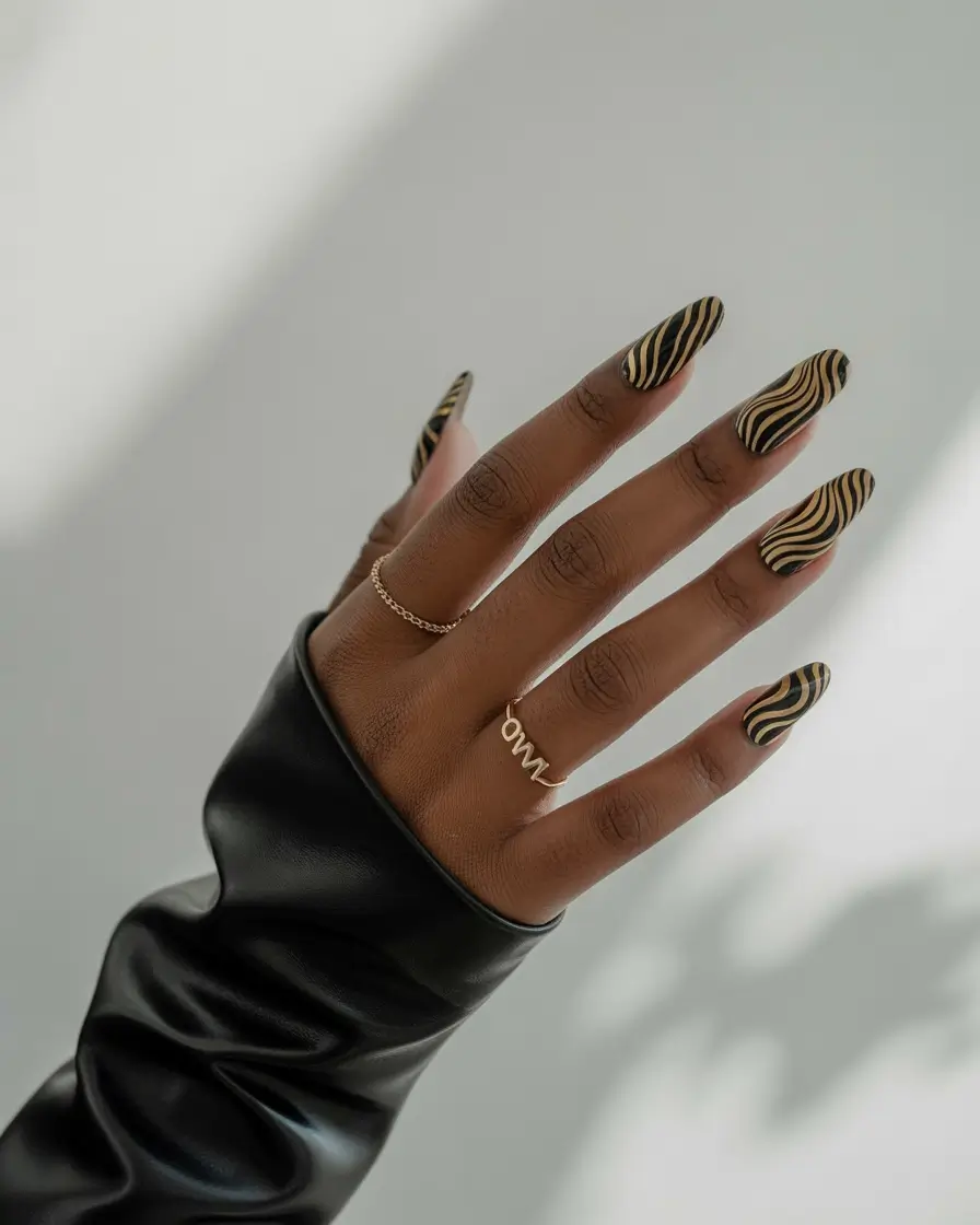 Fall Nail Colors for Brown Skin 2025 Midnight Zebra Vibes