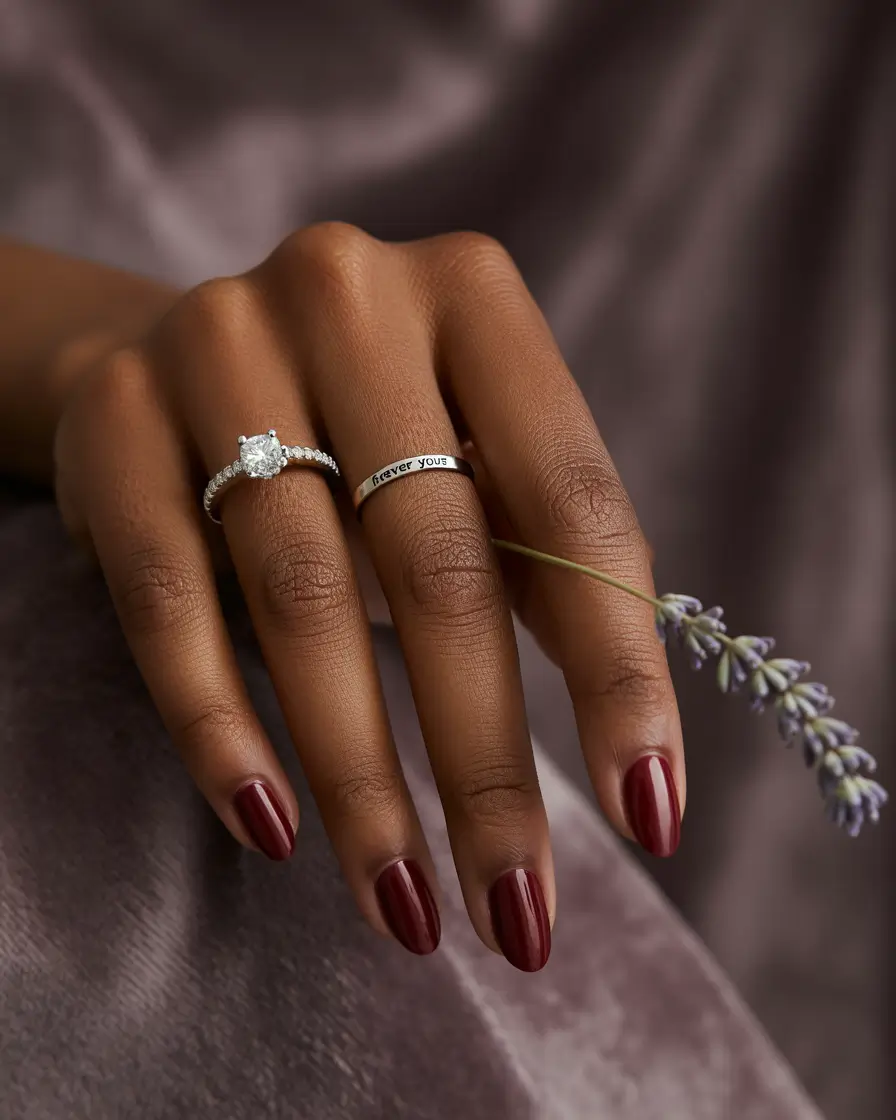 Fall Nail Colors for Brown Skin 2025 Black Cherry Romance