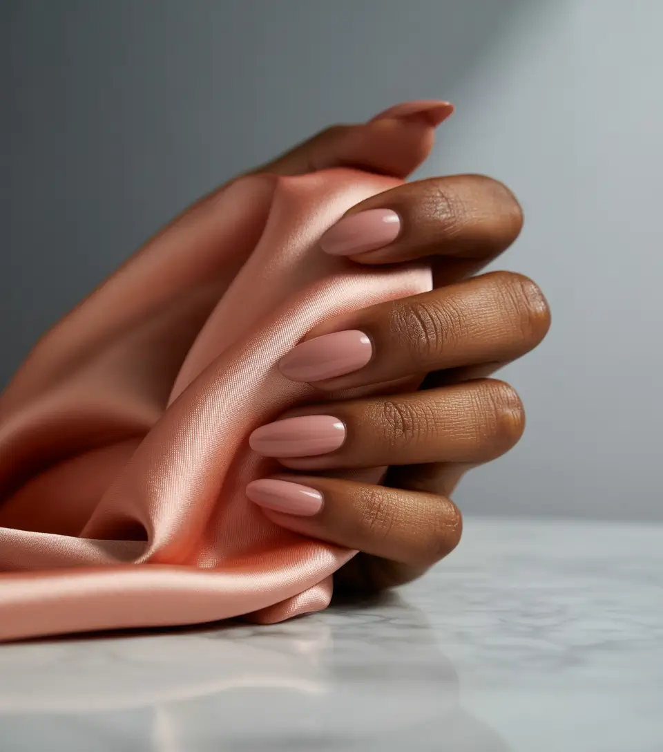 Fall Nail Colors for Brown Skin 2025 Soft Rose Nude