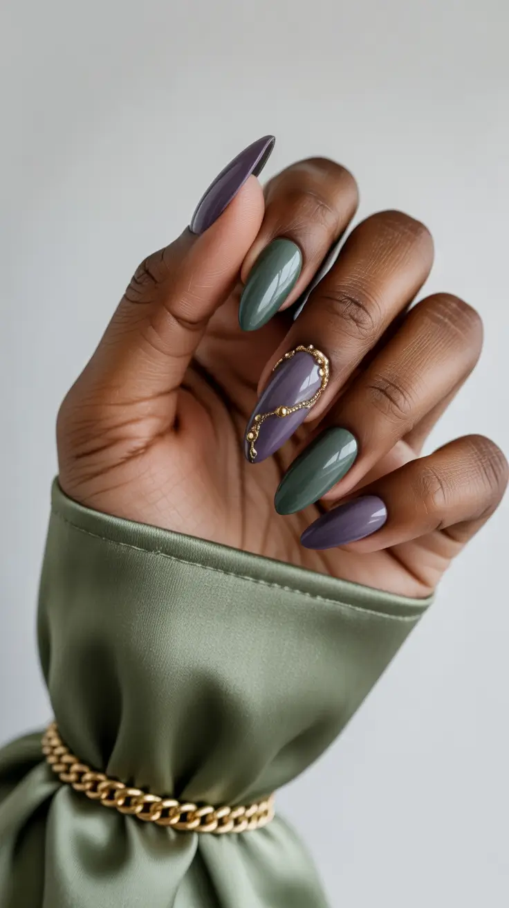 Fall Nail Colors for Brown Skin 2025 Moss & Amethyst Luxe
