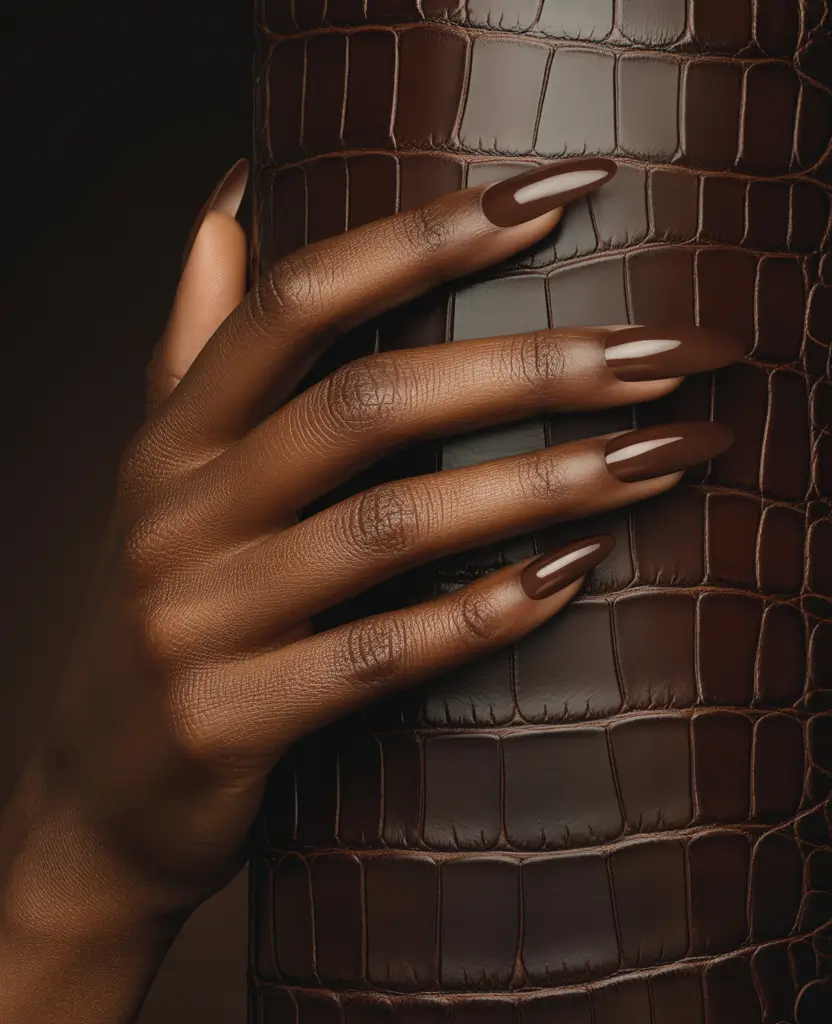 Fall Nail Colors for Brown Skin 2025 Bittersweet Cocoa