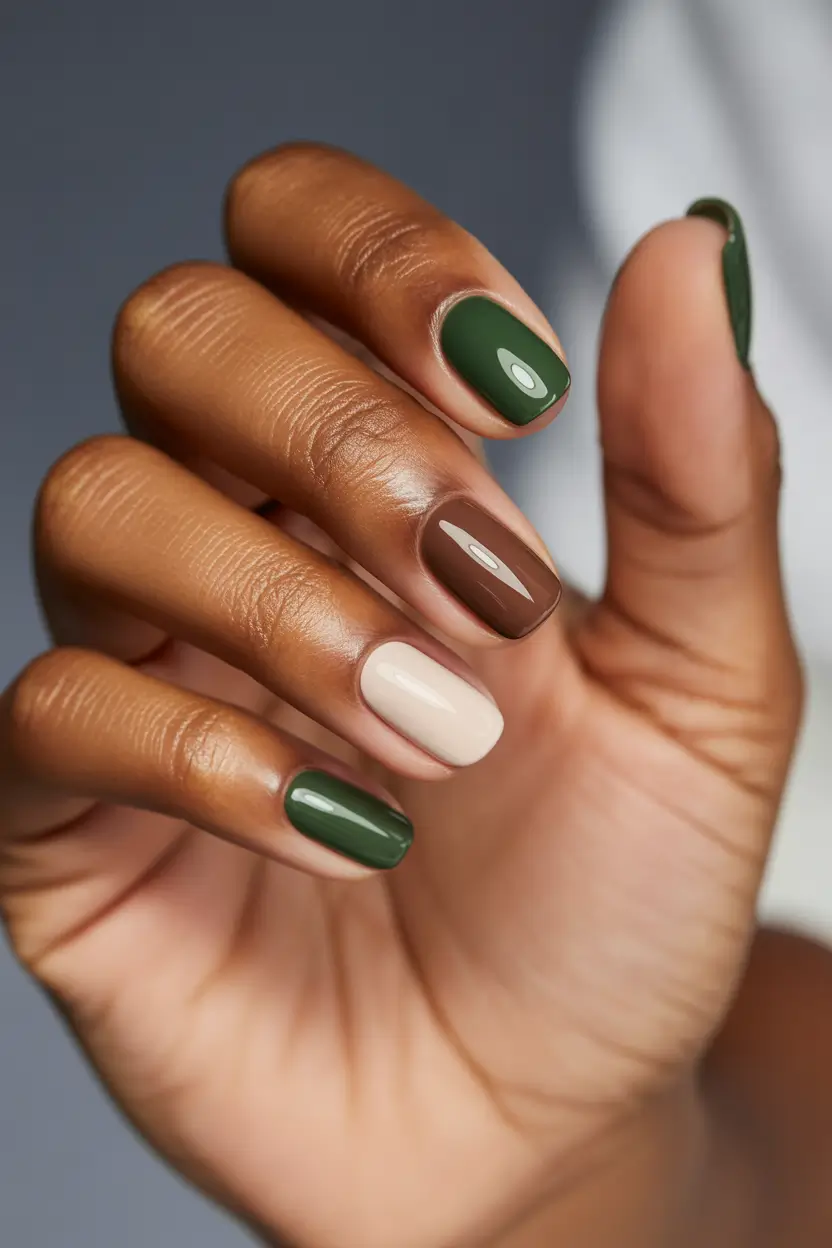 Fall Nail Colors for Brown Skin 2025+Earth Tones Done Right: Forest, Cocoa & Cream