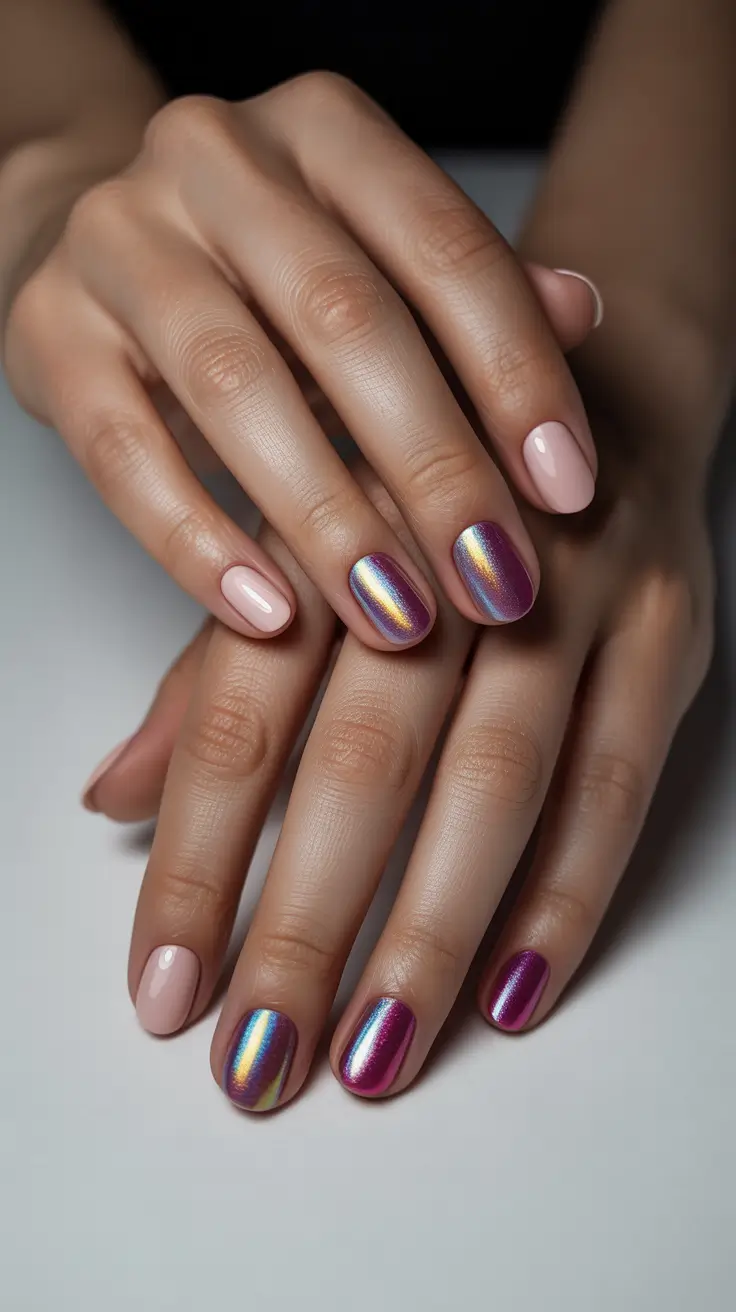 Fall Nail Colors for Brown Skin 2025+Rose Quartz & Plum Mirror Mix
