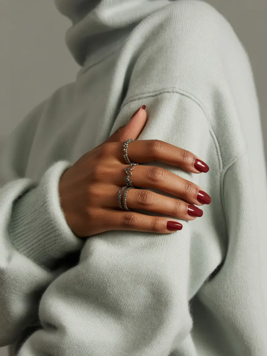 Fall nail colors for dark skin 2025+Deep Merlot Simplicity