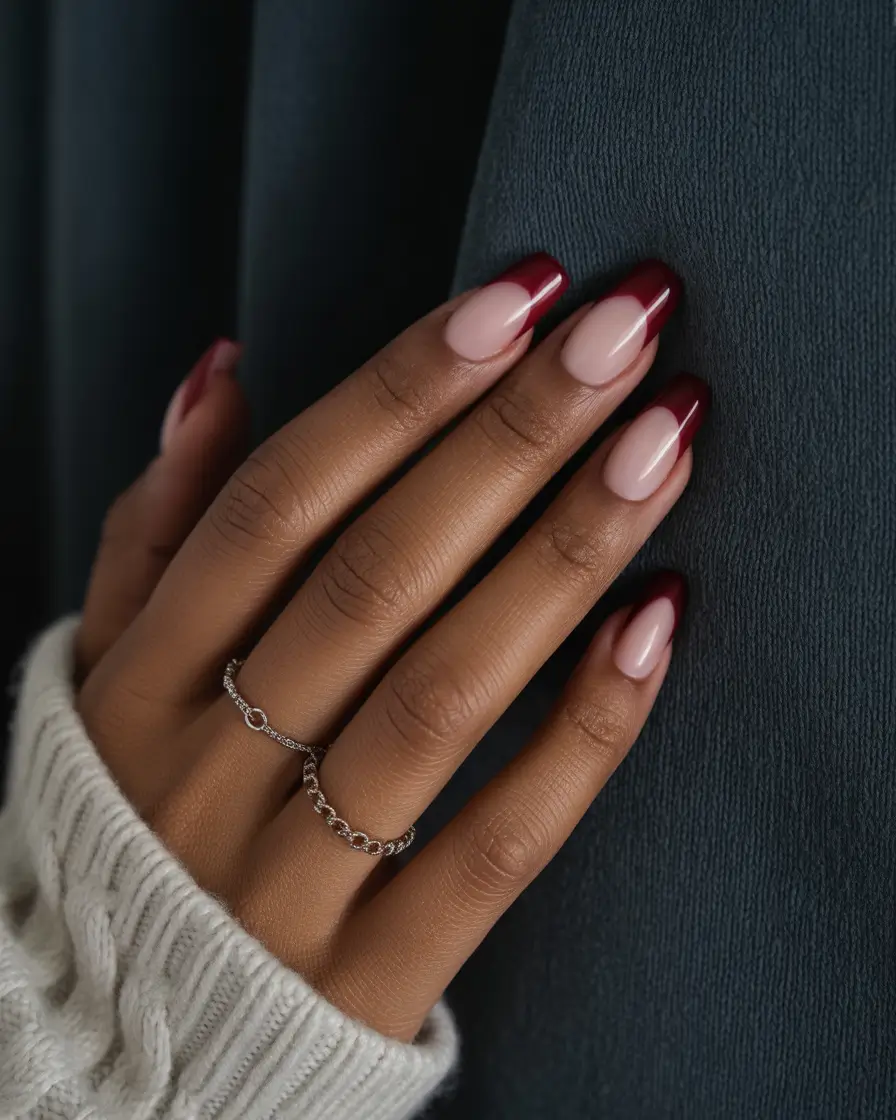 Fall nail colors for dark skin 2025+Classic Wine Fade
