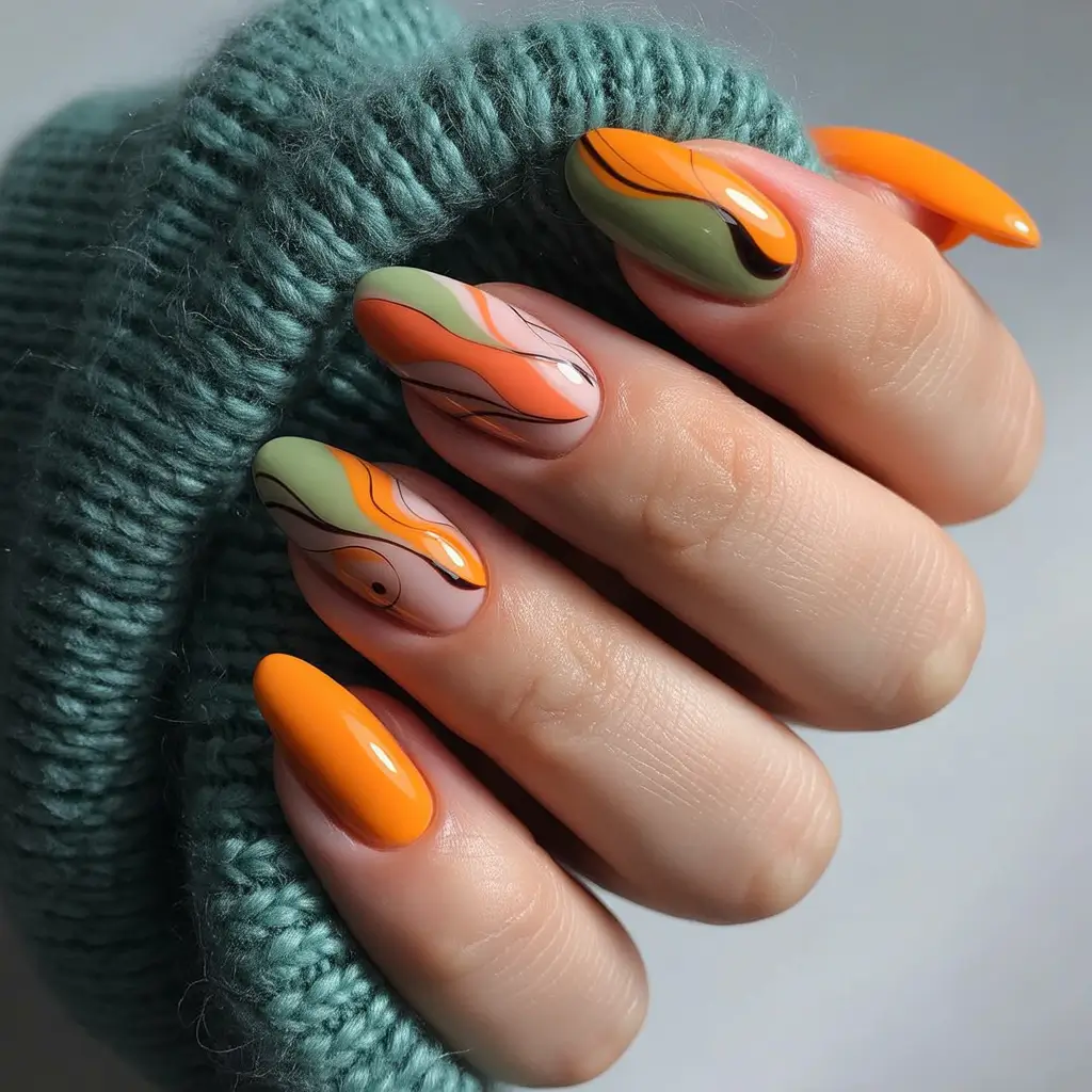 Fall nail colors for fair skin 2025+Retro Spice Wave