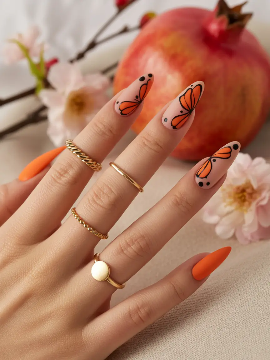 Fall nail colors for medium skin+Monarch Wings and Matte Orange