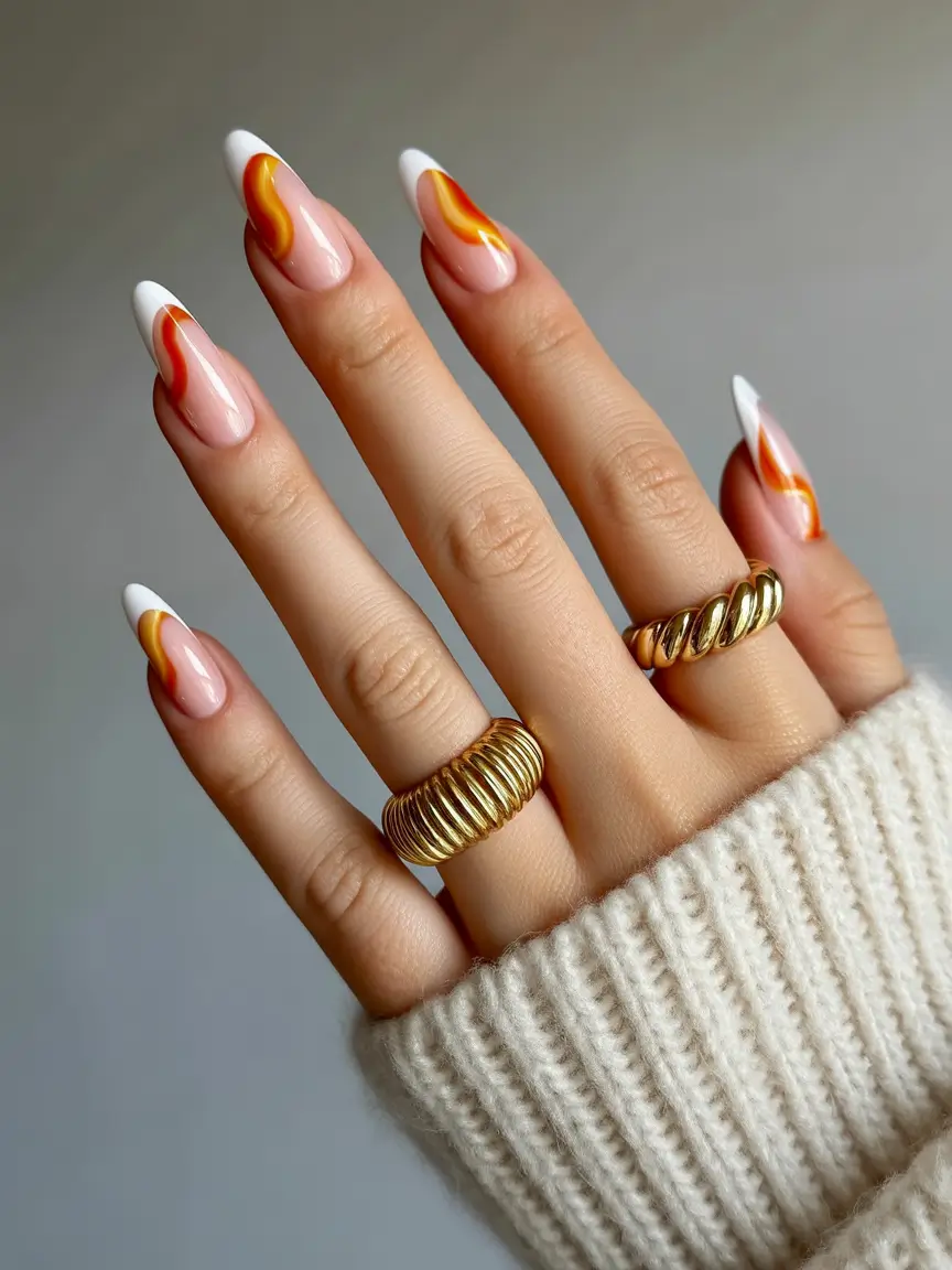 Fall nail colors for medium skin+French Flames in Tangerine and Gold