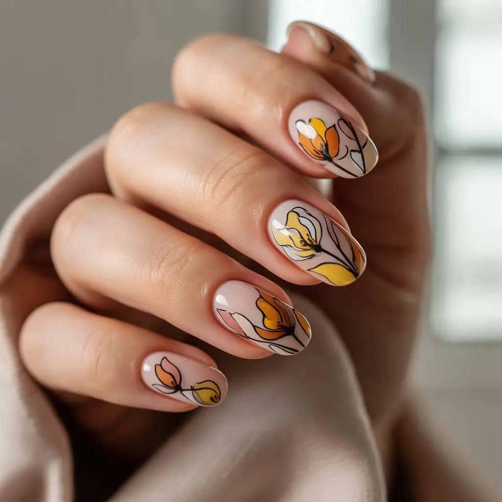 Fall nail colors for medium skin 2025+Golden Petal Lines