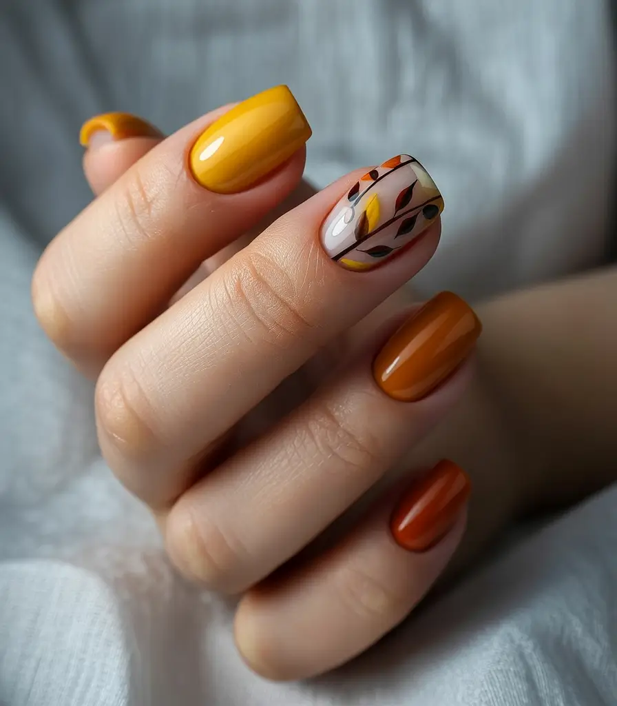 Fall nail colors for medium skin 2025+Burnished Amber Fade