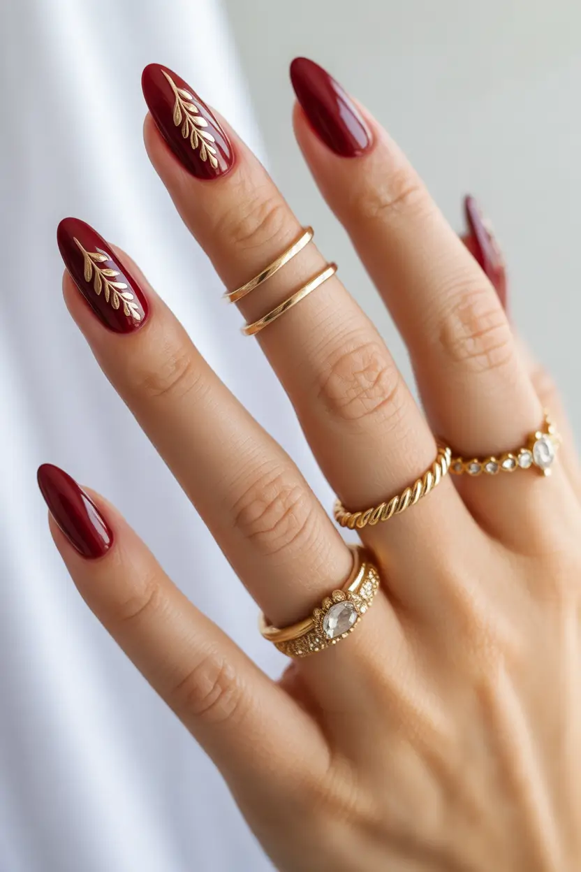 Fall nail designs 2025 Crimson Laurel Drama