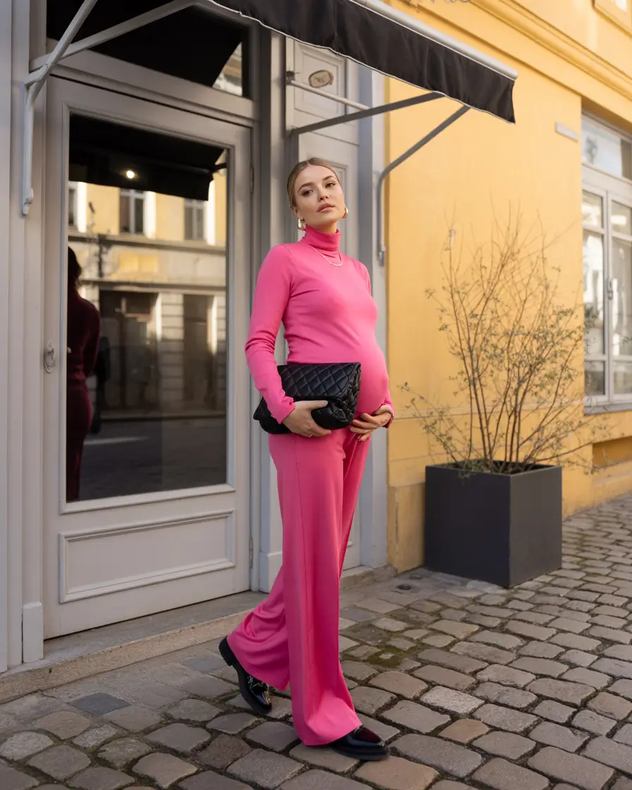 fall outfits for pregnant women Pink Monochrome with Boss Energy