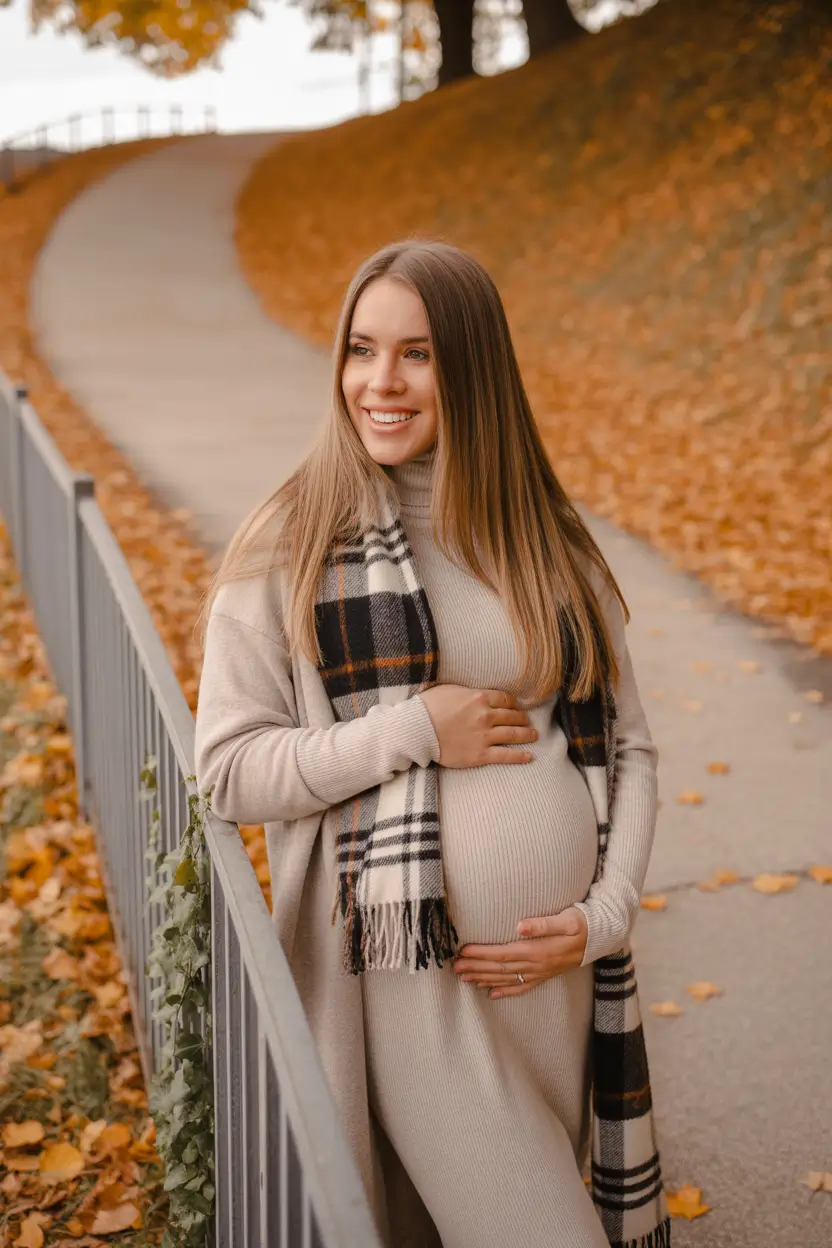 fall outfits for pregnant women Cozy Knits and Classic Plaid