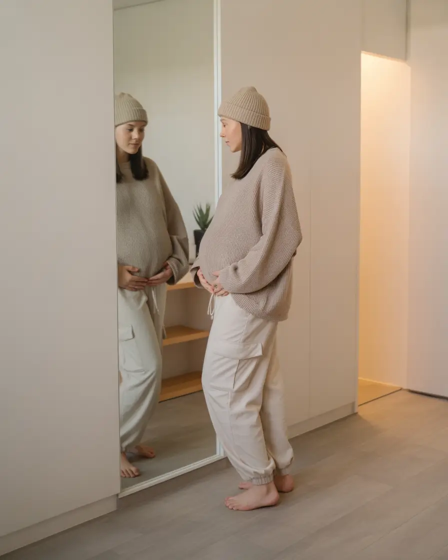 fall outfits for pregnant women Cozy Neutrals for Slow Mornings