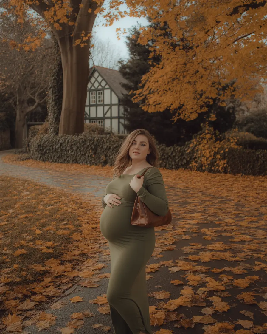 fall outfits for pregnant women Romantic Autumn Strolls in Body-Hugging Knits