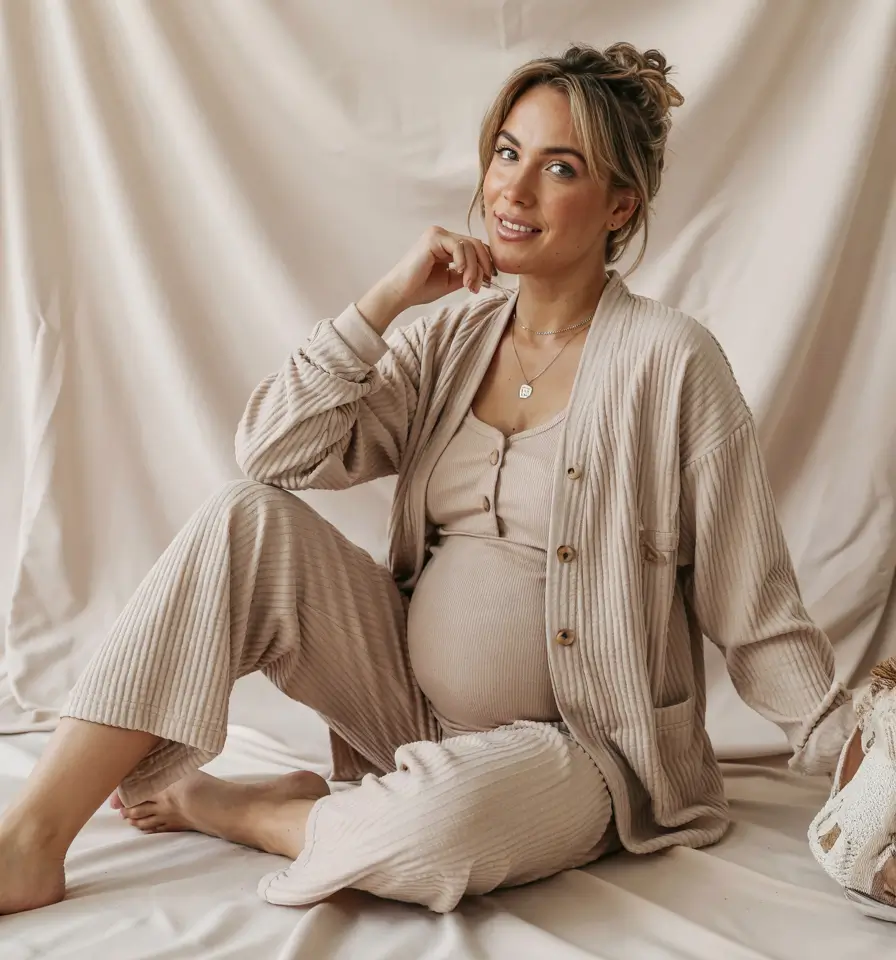 fall outfits for pregnant women Textured Lounge for Golden Afternoons