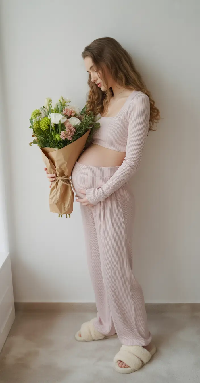 fall outfits for pregnant women Pastel Lounge with a Soft Glow