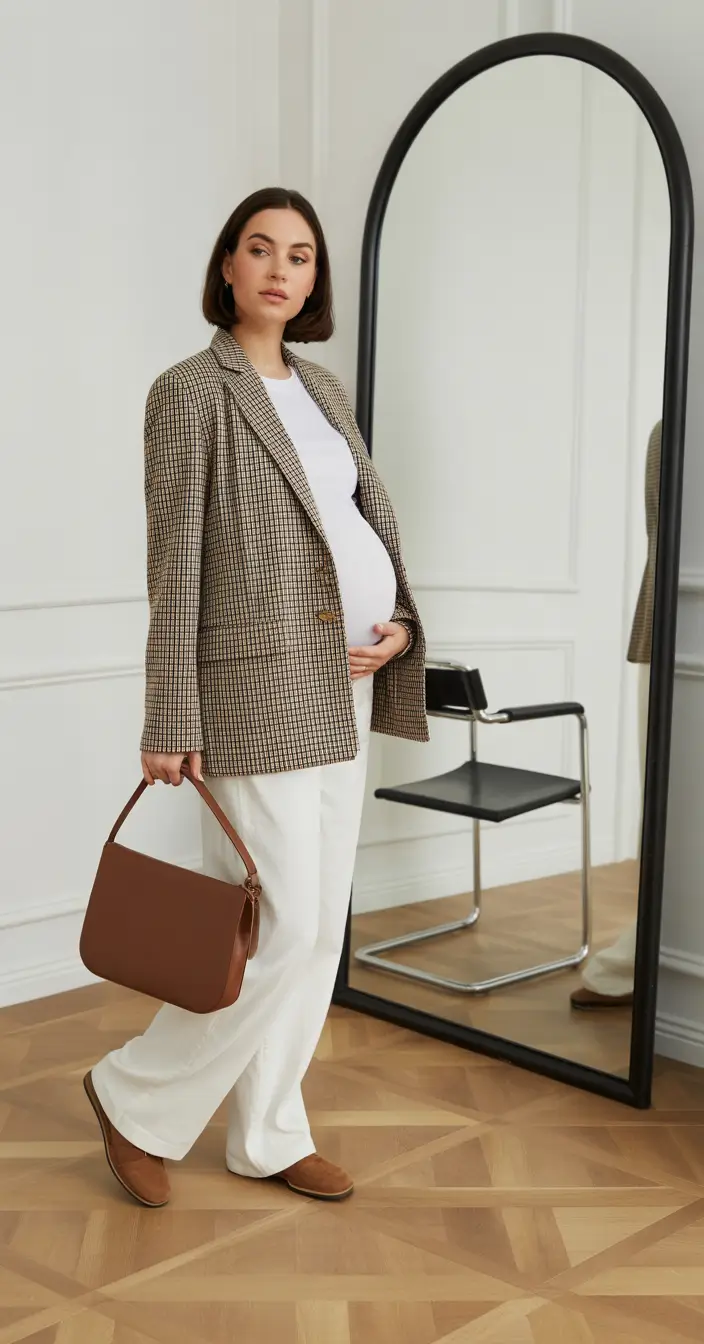 fall outfits for pregnant women Blazer Elegance Meets Business Casual Chic