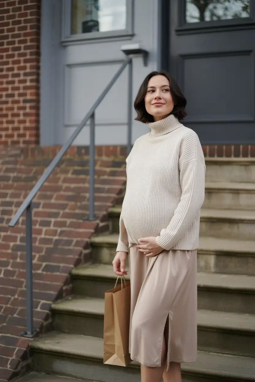 fall outfits for pregnant women Turtleneck Simplicity with a Luxe Feel