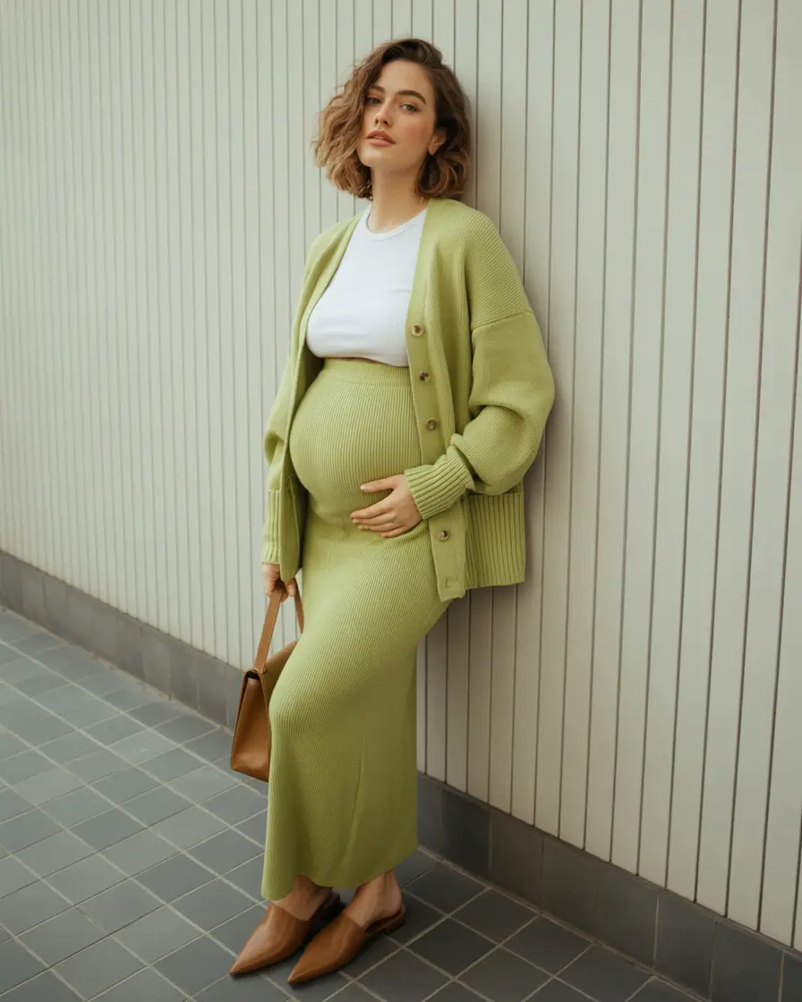 fall outfits for pregnant women Soft Green Sets for Everyday Chic