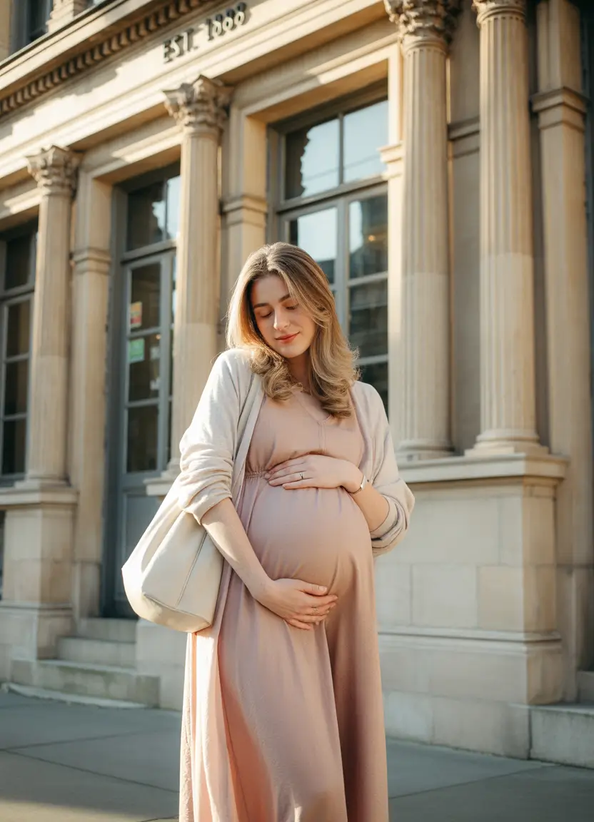 fall outfits for pregnant women Soft Glow Neutrals for Golden Hour Moments