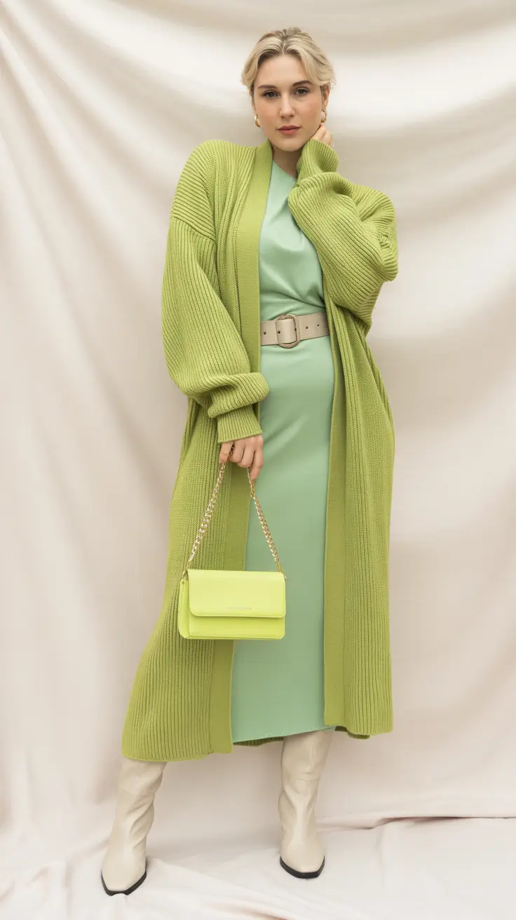 curvy fall outfits Layered Pastels and Luxe Texture