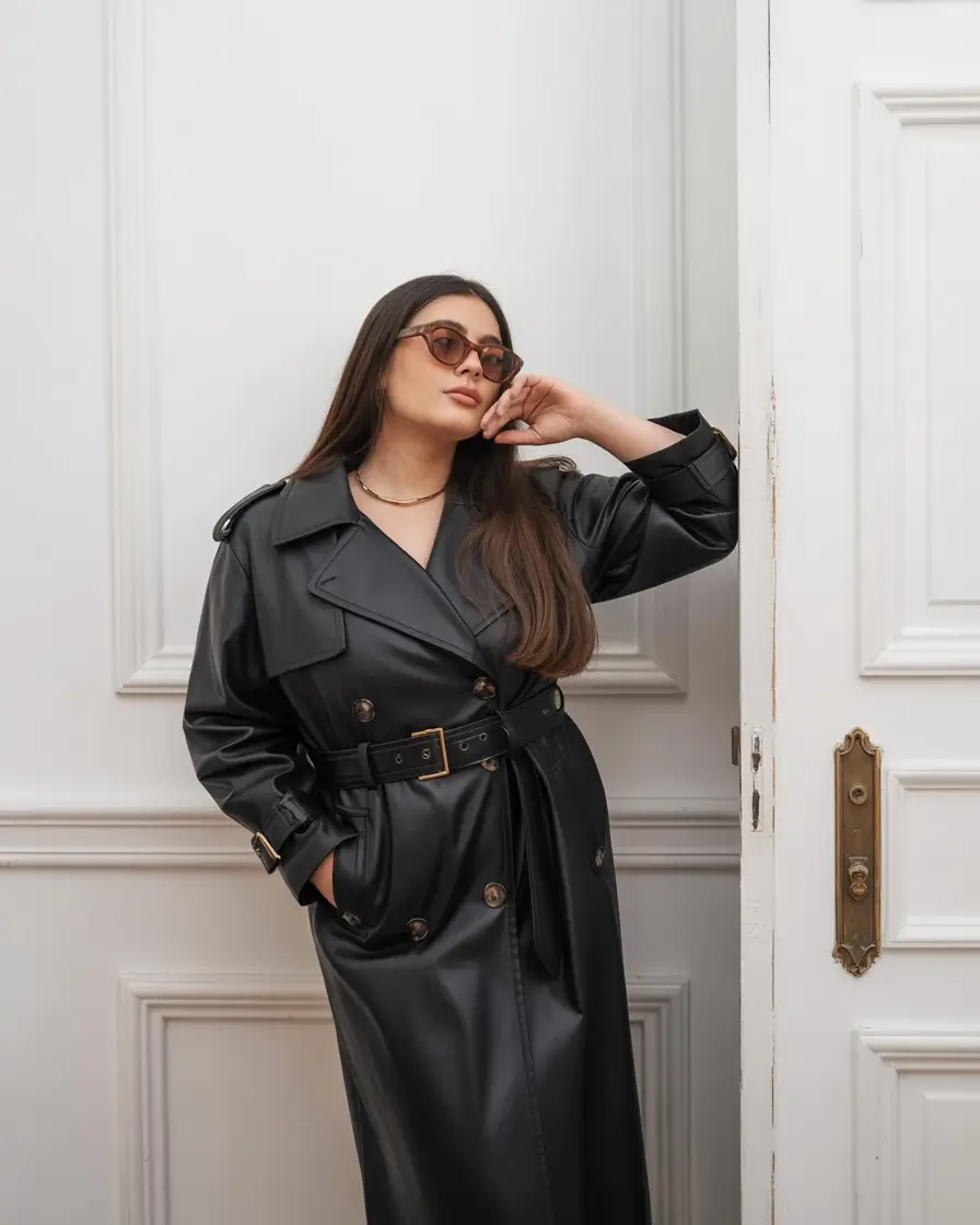 curvy fall outfits Black Trench Energy
