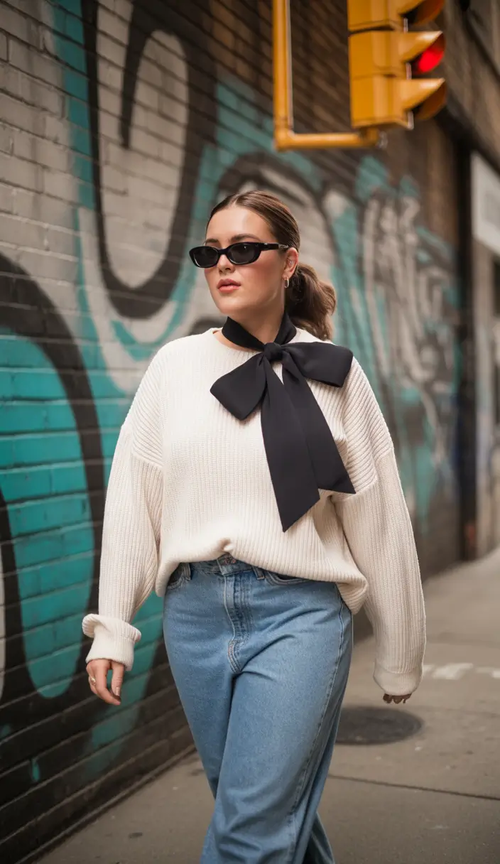 curvy fall outfits Bow Detail and City Stroll Vibes