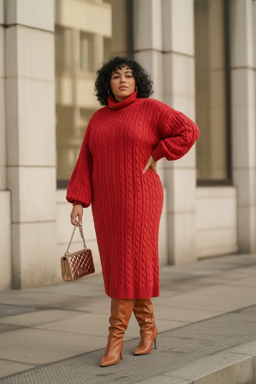 curvy fall outfits The Cozy Cableknit Statement