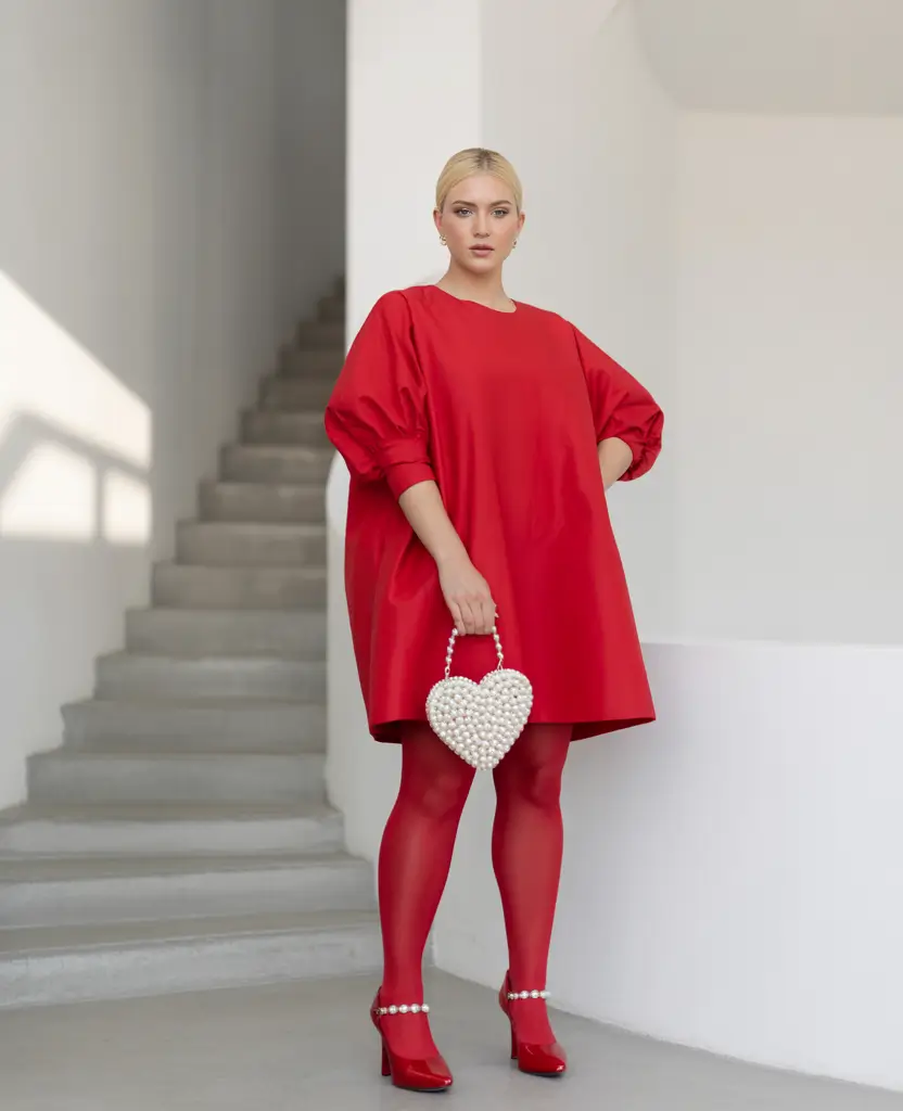 curvy fall outfits Bold Romance in Monochrome Red