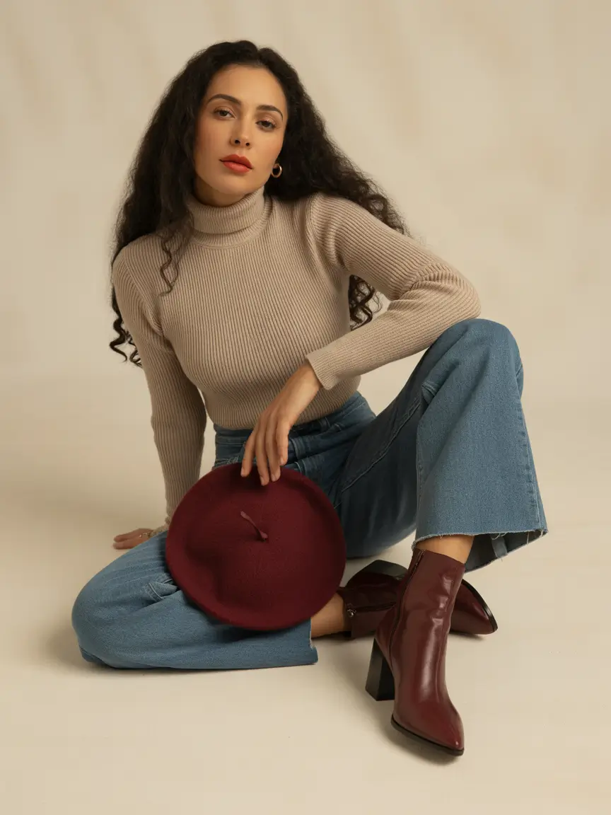 fall outfits latina women - Berry-Toned Parisian Ease