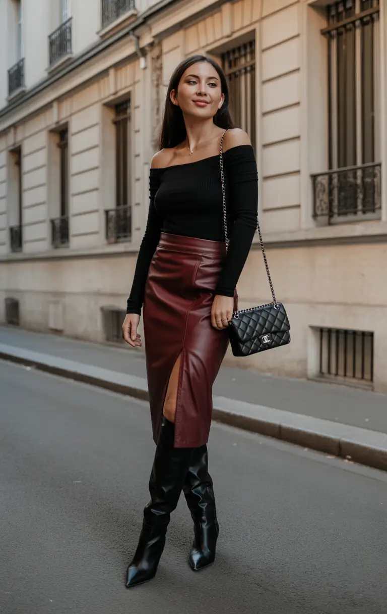 fall outfits latina women Power in Burgundy & Leather