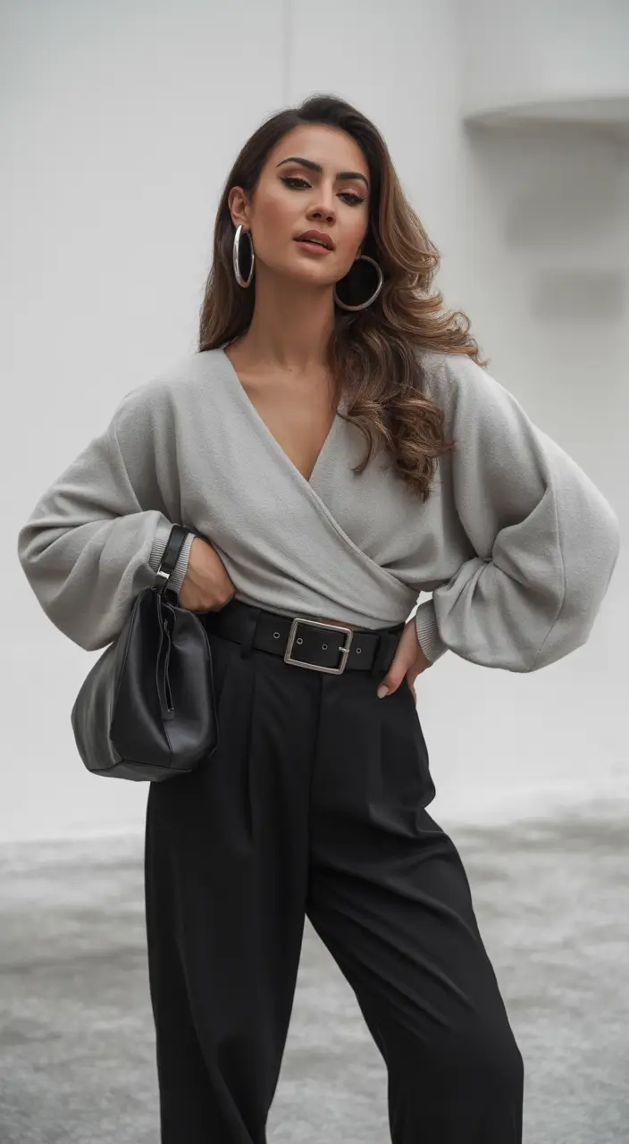 fall outfits latina women Soft Drama with Volume Sleeves