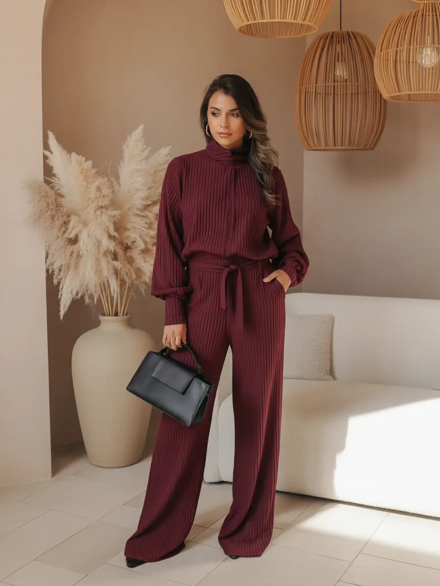 fall outfits latina women - Wine Tones with Minimalist Lines
