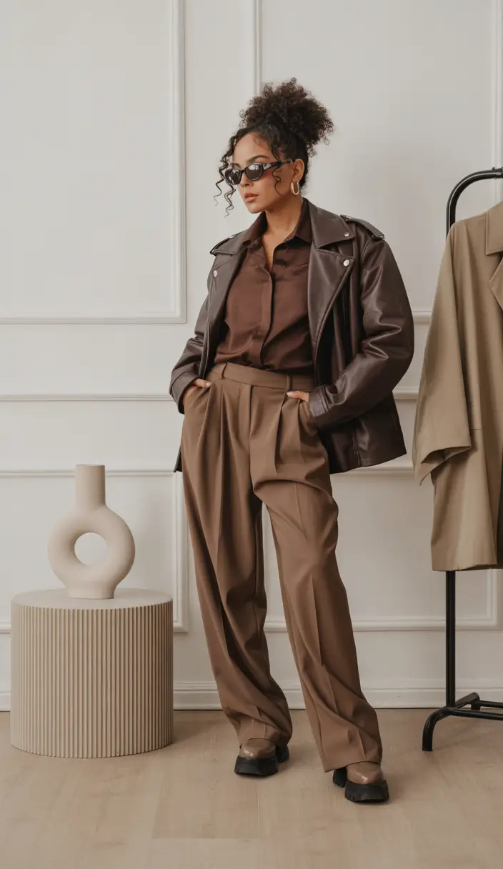 fall outfits latina women - Mocha Layers and Tough Textures