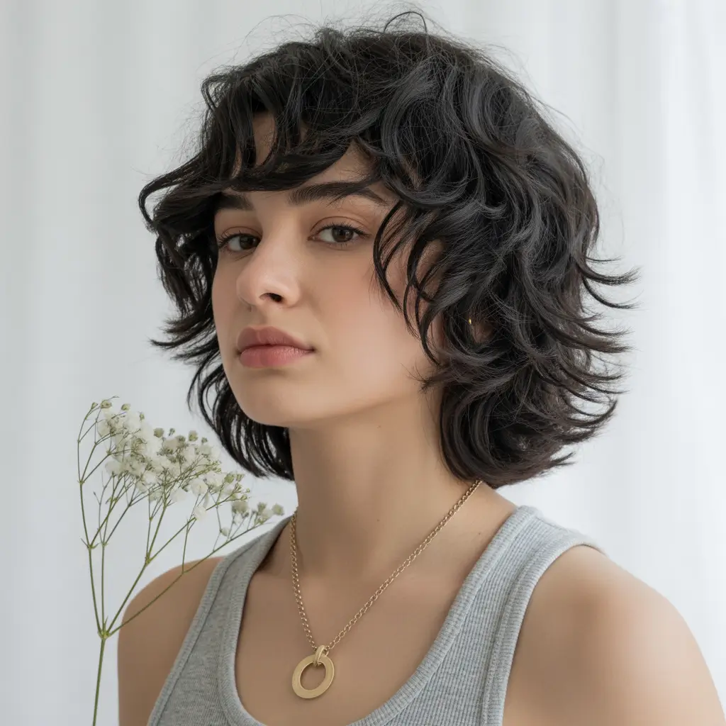 Fall shag haircut Choppy Charcoal Chic