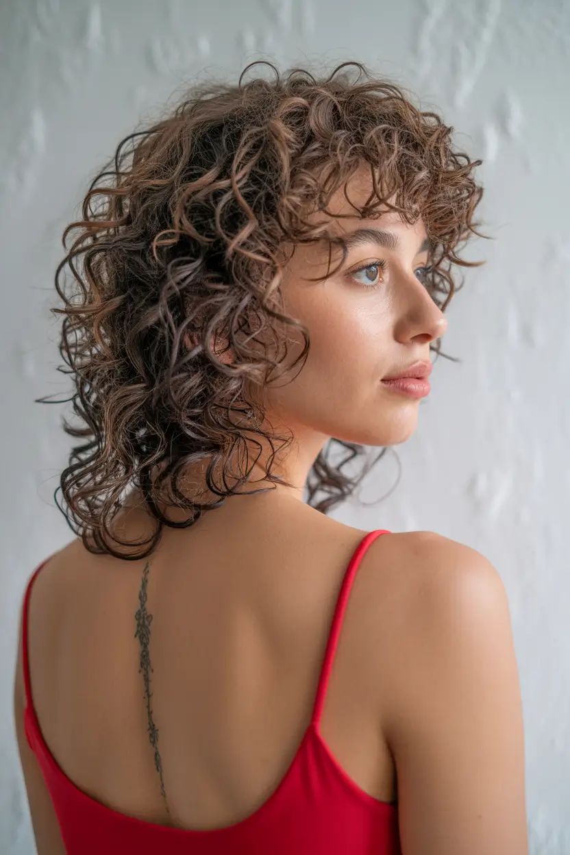 Fall shag haircut Defined Curls with a Boho Shag Spin