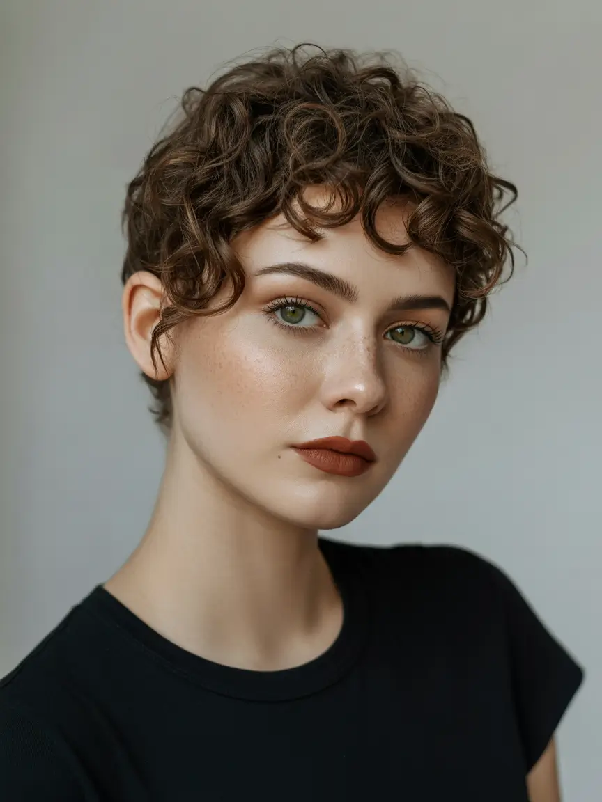 Fall shag haircut Curly Pixie with Indie It-Girl Vibes